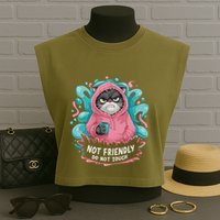 Sarcastic Loner Introvert Clothing Not Friendly Do Not Touch Garment-Dyed Women's Muscle Tee