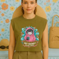 Sarcastic Loner Introvert Clothing Not Friendly Do Not Touch Garment-Dyed Women's Muscle Tee