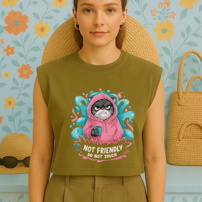 Sarcastic Loner Introvert Clothing Not Friendly Do Not Touch Garment-Dyed Women's Muscle Tee