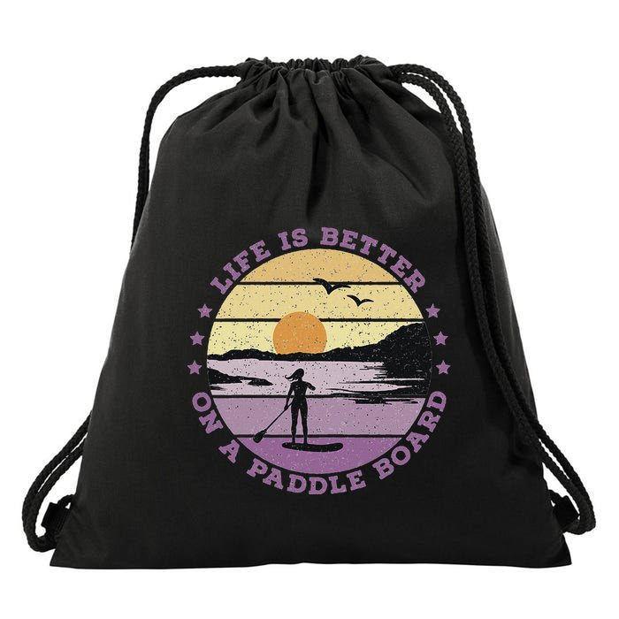 Sup Life Is Better On A Paddle Board Drawstring Bag