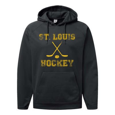 St. Louis Ice Hockey Sticks State Outile Stl Performance Fleece Hoodie