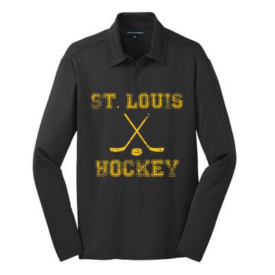 St. Louis Ice Hockey Sticks State Outile Stl Silk Touch Performance Long Sleeve Polo