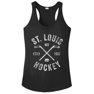 St. Louis Ice Hockey Crossed Sticks Ladies PosiCharge Competitor Racerback Tank