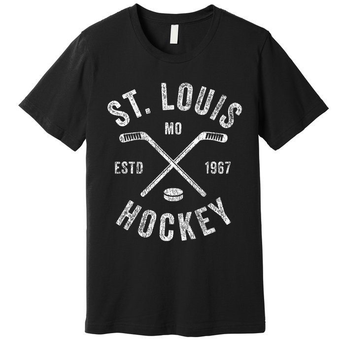 St. Louis Ice Hockey Crossed Sticks Premium T-Shirt