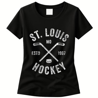 St. Louis Ice Hockey Crossed Sticks Womens T-Shirt
