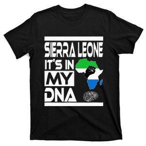 Sierra Leone Its In My DNA With Flag Africa Map Raised Fist T-Shirt