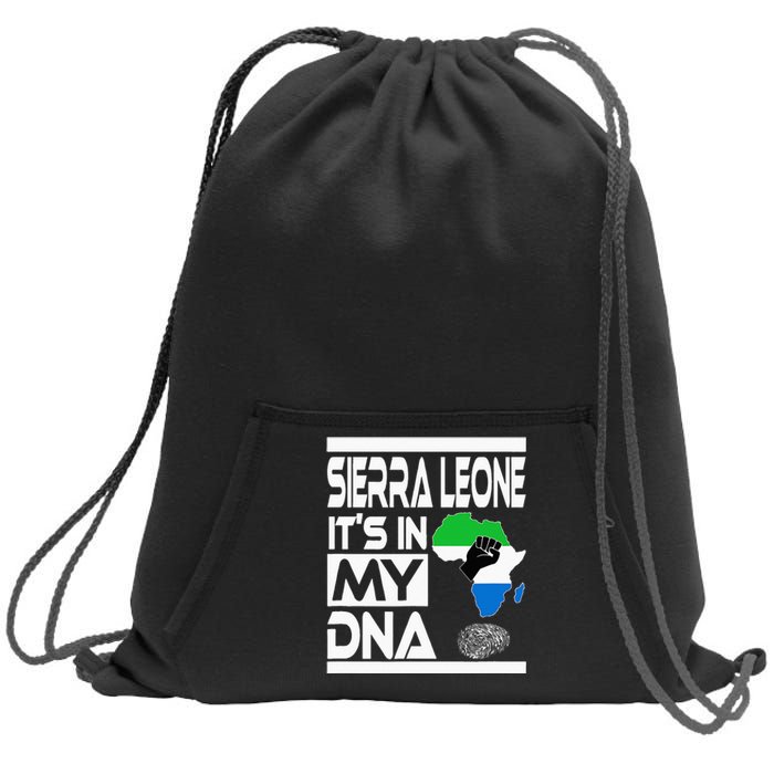 Sierra Leone Its In My DNA With Flag Africa Map Raised Fist Sweatshirt Cinch Pack Bag