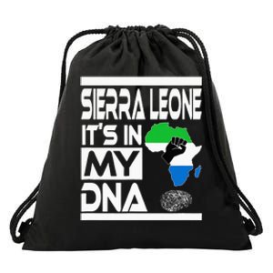 Sierra Leone Its In My DNA With Flag Africa Map Raised Fist Drawstring Bag