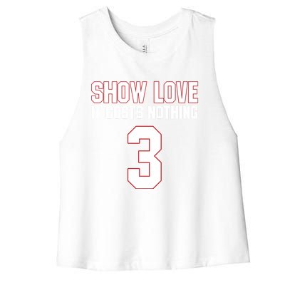 Show Love It Costs Nothing Love For 3 Pray For Damar Women's Racerback Cropped Tank