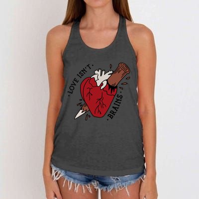 Spike Love Isn&X27;T Brains Heart Quote Women's Knotted Racerback Tank