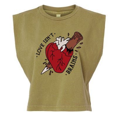 Spike Love Isn&X27;T Brains Heart Quote Garment-Dyed Women's Muscle Tee