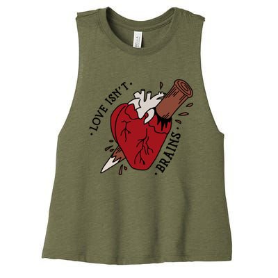 Spike Love Isn&X27;T Brains Heart Quote Women's Racerback Cropped Tank