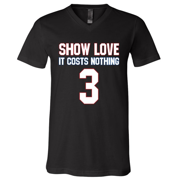 Show Love It Costs Nothing Love For 3 Pray For Damar V-Neck T-Shirt