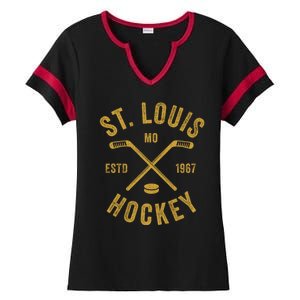 St. Louis Ice Hockey Hoodie Crossed Sticks Ladies Halftime Notch Neck Tee