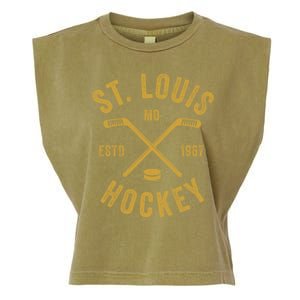 St. Louis Ice Hockey Hoodie Crossed Sticks Garment-Dyed Women's Muscle Tee