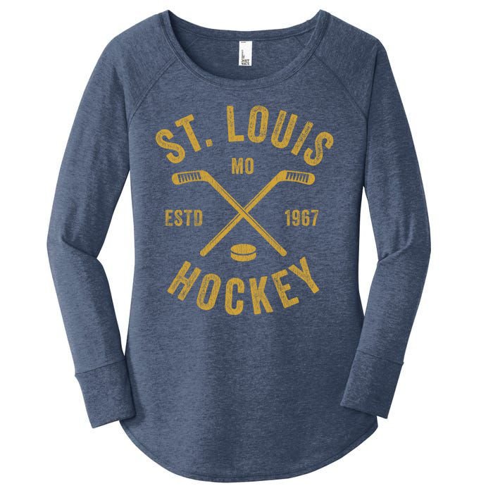 St. Louis Ice Hockey Hoodie Crossed Sticks Women's Perfect Tri Tunic Long Sleeve Shirt