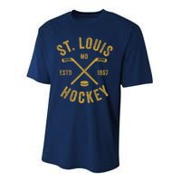 St. Louis Ice Hockey Hoodie Crossed Sticks Performance Sprint T-Shirt