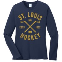 St. Louis Ice Hockey Hoodie Crossed Sticks Ladies Long Sleeve Shirt