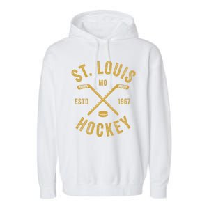 St. Louis Ice Hockey Hoodie Crossed Sticks Garment-Dyed Fleece Hoodie