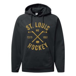 St. Louis Ice Hockey Hoodie crossed Sticks Performance Fleece Hoodie