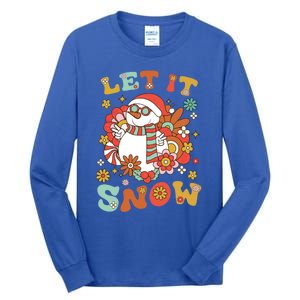 Snow Let It Snow Christmas Holiday Outfit Costume Groovy Cool Gift Tall Long Sleeve T-Shirt