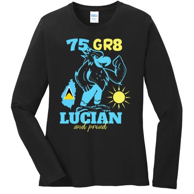 St. Lucia Independence 75gr8 National Pride Ladies Long Sleeve Shirt