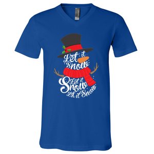 Snow Let It Snow Cute Christmas Winter Holiday Xmas Gift V-Neck T-Shirt