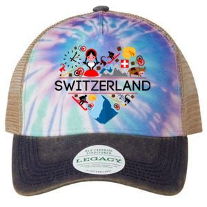 SWITZERLAND LOVE | | Illustrated Swiss Symbol, Alpine Legacy Tie Dye Trucker Hat