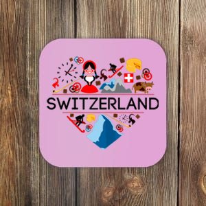 SWITZERLAND LOVE | | Illustrated Swiss Symbol, Alpine Coaster