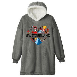 SWITZERLAND LOVE | | Illustrated Swiss Symbol, Alpine Hooded Wearable Blanket