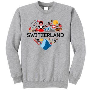 SWITZERLAND LOVE | | Illustrated Swiss Symbol, Alpine Tall Sweatshirt