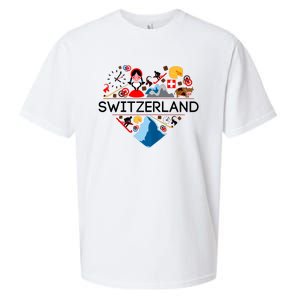 SWITZERLAND LOVE | | Illustrated Swiss Symbol, Alpine Sueded Cloud Jersey T-Shirt