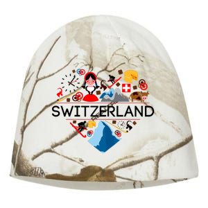 SWITZERLAND LOVE | | Illustrated Swiss Symbol, Alpine Kati - Camo Knit Beanie