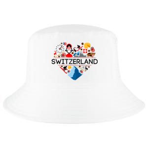 SWITZERLAND LOVE | | Illustrated Swiss Symbol, Alpine Cool Comfort Performance Bucket Hat