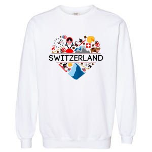 SWITZERLAND LOVE | | Illustrated Swiss Symbol, Alpine Garment-Dyed Sweatshirt