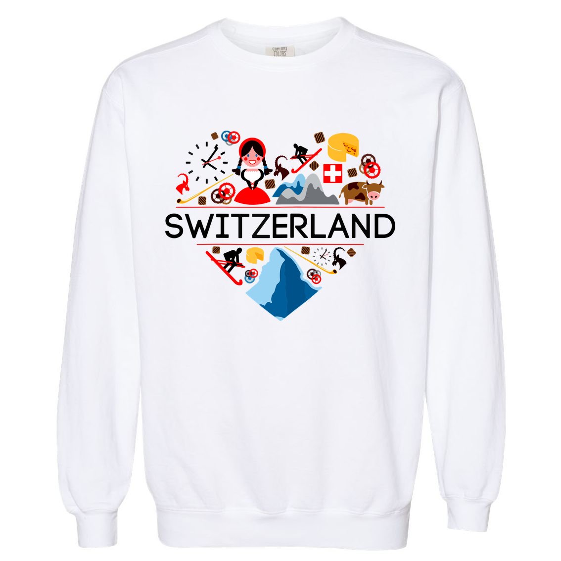SWITZERLAND LOVE | | Illustrated Swiss Symbol, Alpine Garment-Dyed Sweatshirt