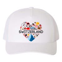 SWITZERLAND LOVE | | Illustrated Swiss Symbol, Alpine Yupoong Adult 5-Panel Trucker Hat