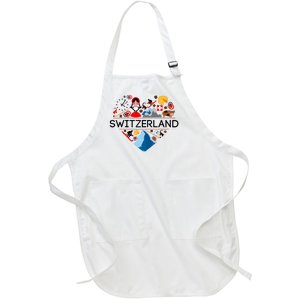 SWITZERLAND LOVE | | Illustrated Swiss Symbol, Alpine Full-Length Apron With Pockets