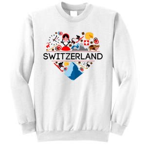 SWITZERLAND LOVE | | Illustrated Swiss Symbol, Alpine Sweatshirt