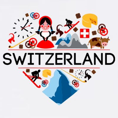 SWITZERLAND LOVE | | Illustrated Swiss Symbol, Alpine T-Shirt
