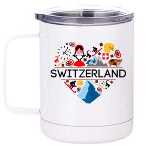 SWITZERLAND LOVE | | Illustrated Swiss Symbol, Alpine 12 oz Stainless Steel Tumbler Cup