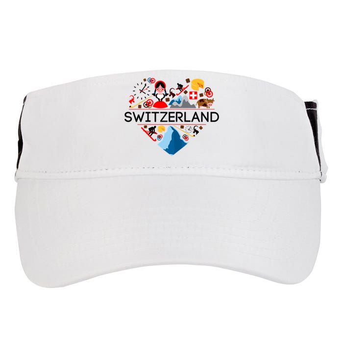 SWITZERLAND LOVE | | Illustrated Swiss Symbol, Alpine Adult Drive Performance Visor