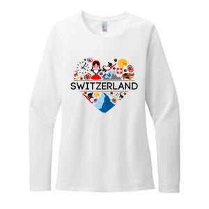 SWITZERLAND LOVE | | Illustrated Swiss Symbol, Alpine Womens CVC Long Sleeve Shirt