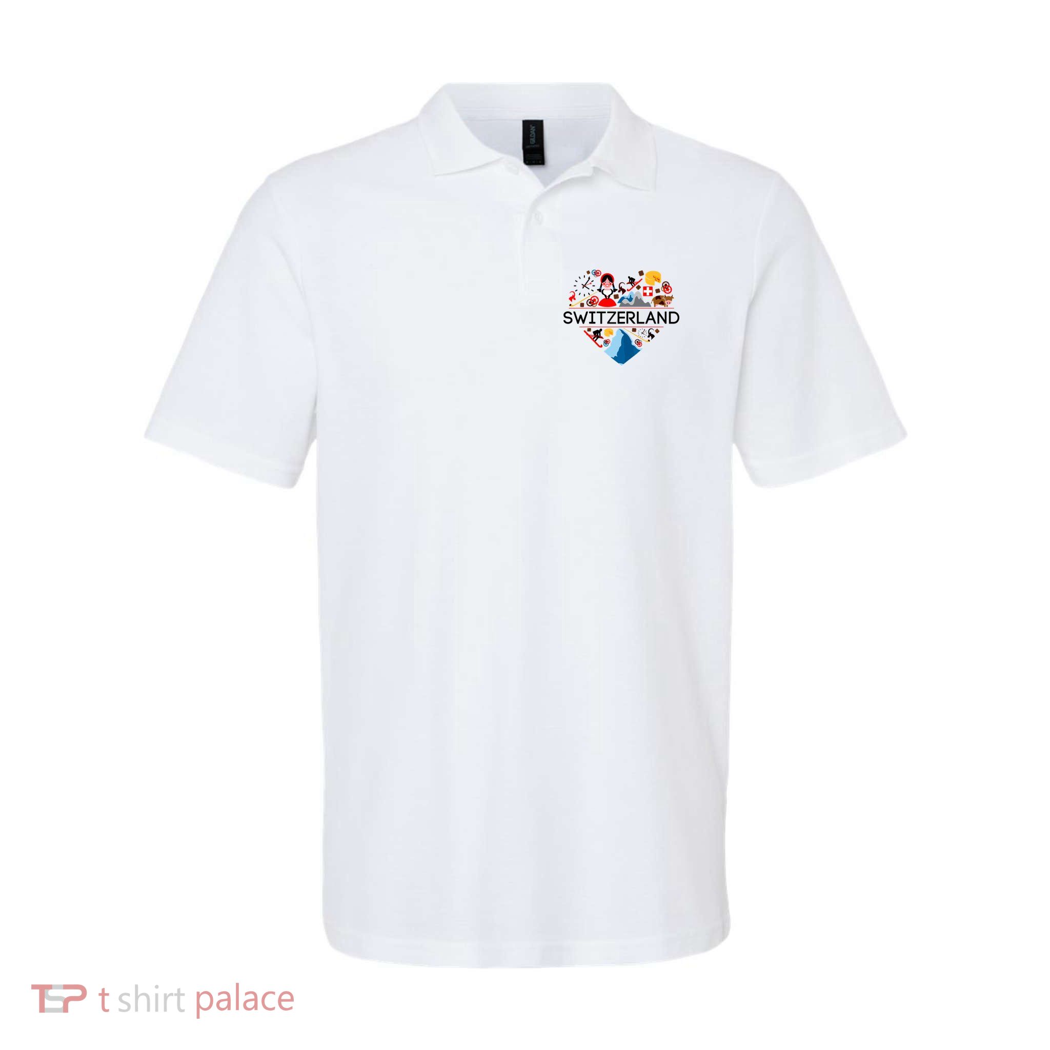SWITZERLAND LOVE | | Illustrated Swiss Symbol, Alpine Polo