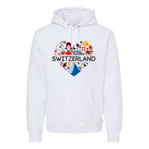 SWITZERLAND LOVE | | Illustrated Swiss Symbol, Alpine Premium Hoodie