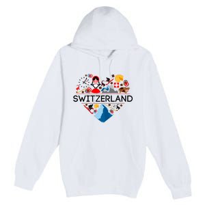 SWITZERLAND LOVE | | Illustrated Swiss Symbol, Alpine Premium Pullover Hoodie