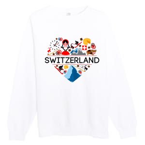 SWITZERLAND LOVE | | Illustrated Swiss Symbol, Alpine Premium Crewneck Sweatshirt