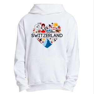 SWITZERLAND LOVE | | Illustrated Swiss Symbol, Alpine Urban Pullover Hoodie