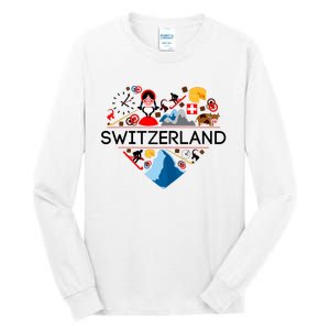 SWITZERLAND LOVE | | Illustrated Swiss Symbol, Alpine Tall Long Sleeve T-Shirt