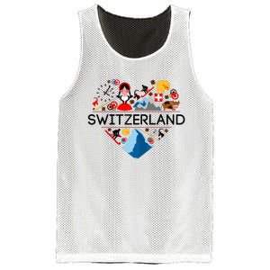 SWITZERLAND LOVE | | Illustrated Swiss Symbol, Alpine Mesh Reversible Basketball Jersey Tank